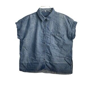 Rails Courtney‎ Dark Wash Tencel Fabric  Released Hem Top Size Medium